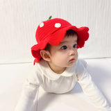Daiiibabyyy 1-2 Years Old Children's Baby Girl Hat Autumn and Winter Children's Fisherman Hat Baby Strawberry Fruit Hat Cute Knitted Hat daiiibabyyy