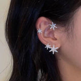 Christmas Snowflake Ear Clip Ear Cuff for Women Girls Trendy Butterfly Clip Earrings Without Piercing Party Wedding Jewelry Gift daiiibabyyy