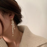 Korean  Designed fresh water pearl earrings tassel drop earrings jewelry for women