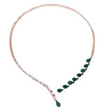 Vintage Green Zircon Rhinestone Bridal Water Drop Open Choker Necklace Prom Wedding Jewelry for Women Crystal Collar Necklace daiiibabyyy