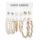Fashion Gold Hoop Earrings Set Women Pearl Hoop Earrings Oversize Metal Circle Punk Earring 2022 Female Fashion Jewelry Dangler daiiibabyyy
