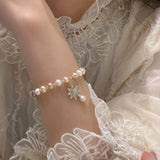 2022 Korean Baroque Freshwater Pearl Bracelet For Women Lady Fashion Zircon Flower Bracelets & Bangles Jewelry Gifts daiiibabyyy