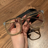 Myopia Hyperopia Women Sunglasses Vintage clear lens glasses ladies luxury rhinestone eyeglasses men optical Shades daiiibabyyy