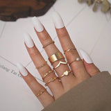 Ins Punk Metal Geometric Round Punk Ring Set Open Index Finger Accessories Buckle Joint Tail Ring Ladies Jewelry Gifts daiiibabyyy