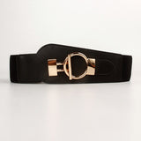 New Design Waist Seal Women Big Gold Buckle Belt Fashion Wide Elastic Waistbands HOT Black Beige Cummerbunds For Dress Coat Gift daiiibabyyy