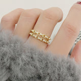 2021 New Arrive Exquisite 14K Real Gold Plated Double Layers Ring for Women AAA Cubic Bling Zircon CZ Luxurious Bijoux Anillos daiiibabyyy