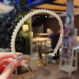 New Simple Full Pearls Women Hairbands Sweet Headband Hair Hoops Holder Ornament Head Band Lady Elegant Fashion Hair Accessories daiiibabyyy