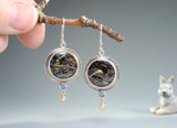 Trendy Personality Silver Color Dendritic Agate Natural Stone Drop Earrings for Women Retro Metal Party Earrings Fashion Jewelry daiiibabyyy