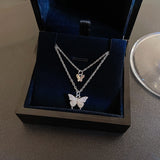 Korean Simple Titanium Steel Butterfly Necklace For Women 2022 New Ins Fashion Trend Clavicle Chain Net Red High-End Accessories daiiibabyyy