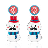 New Trendy Geometric Round Statement Earrings Cartoon Cute Snowman Snowflake Christmas Earrings Piercing Ear Jewelry for Women daiiibabyyy