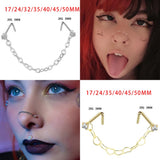 Double L Shape Nose Chain Heart Nose Piercing Chain 20G Straight Ball Nose Chain Zircon Piercing Nariz Pircing Septum Nez daiiibabyyy