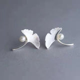 Simple Fashion Silver Color Petals Imitation Pearls Stud Earrings for Women Classic Trendy Party Women Girl Earrings Jewelry daiiibabyyy