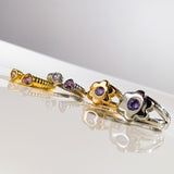 Daiiibabyyy New Ins Vintage Style Flower Chic Women Zircon Open Ring Trend Simple Retro Lovely Metal Floral Adjust Ring Fashion Jewelry Gift