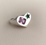 2021 New Korean Chic Crystal Inlay Heart Vintage Exaggerate Rings For Women Girls Fashion Party Jewelry Geometric Statement Ring daiiibabyyy