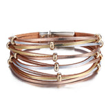 17KM Fashion Multi-layer Leather Bracelet For Women Man Vintage Gold Sliver  Couple Friendship Bracelets & Bangles Gift jewelry daiiibabyyy