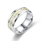 Stainless Steel Luminous Heartbeat Shape Ring For Women ECG Titanium Steel Punk Style Couple Ring European And American Jewelry daiiibabyyy