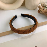 MENGJIQIAO Korean Beige Coffee Color Wide-brimmed Braid Autumn Hairbands Women Elegant Pear Tassel Hair Hoop Hair Accessories daiiibabyyy