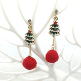 New Cute Pompon Snowman Christmas Tree Drop Earrings Fashion Snowflake Santa Claus Christmas Earrings For Women Party Jewelry daiiibabyyy