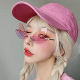 Daiiibabyyy Gradient Rimless Sunglasses Women Girls Dragonfly Wings Punk Frameless Gradient Clear Len Glasses Street Double Layer Eyewear