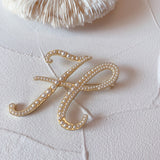 Fashion Korean Elegant Pearl Beads Letter Brooch Pin Badge For Women Girls Clothes Shirt Lapel Corsage Luxulry Jewelry Gifts daiiibabyyy