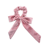 Ladies Soft Velvet Hair Scrunchie Ribbon Girls Ponytail Holder Bow Hair Ties Elastic Hair Bands Elegant Headwear Accessories Red daiiibabyyy