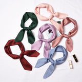 Daiiibabyyy Fashion Square Silk Scarf Headband for Women Solid Color 70 CM Hair Scarf Headwrap air Band Hair Ties Bandana Head Neck Scarf