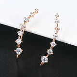 Daiiibabyyy Long Dipper Ear Hook Clip Climbing Earring for Women Shiny Zirconia Rose Gold Color Ear Cuff Earing Gift Fashion Jewelry E527