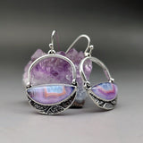 Bohemian Style Silver Color Natural Purple Stone Drop Dangle Earrings for Women Bride Wedding Engagement Jewelry daiiibabyyy