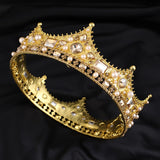 Daiiibabyyy Coffee Gold Circle Tiaras Royal Queen King Wedding Crown Diadem Party Prom Headband Pageant Headdress Hair Jewelry Ornament