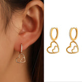 New Fashion Earring Shiny Copper Zircon Women Earrings Geometric Heart-shaped Drop Piercing Earrings for Women Jewelry Gift daiiibabyyy