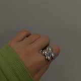 New Korean Geometric Irregular Flower Heart Open Rings For Women Girls Punk Party Jewelry Forefinger Rings Gift feminina anillos daiiibabyyy