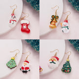 Asymmetry Acrylic Resin Christmas Earrings Cartoon Santa Claus Snowman Xmas Tree Drop Earrings Female Christmas Gifts Jewelry daiiibabyyy