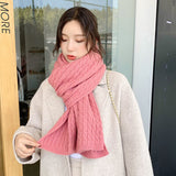 Kitted Long Winter Scarves For Women Scarf Blanket Cashmere Soft Shawl Hand knitting Scarf Solid Color Thicken Warm Scarf Girls