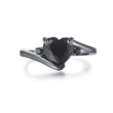 Daiiibabyyy Gothic Vintage Punk Heart Rings For Women Halloween Jewellry Black Gold Color Female Ring With Zircon Fashion Jewelry R181