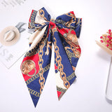 Girl Flower Print Oversized Bow Knot Hairgrips Bohemian Hair Bow Elegant Satin Hair Clips Hair Accessories Ponytail Holder daiiibabyyy