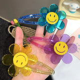Transparent Arcylic Smile Sunflower Candy Color Babe Clip Duckbill Clip Hairpin 2021 Summer Hair Accessories For Women Girls