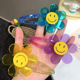 Daiiibabyyy Transparent Arcylic Smile Sunflower Candy Color Babe Clip Duckbill Clip Hairpin Summer Hair Accessories For Women Girls