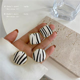 2021 New Modern Fashion Black and White Zebra Geometric Square Round Earrings Gothic Girls Simple Jewelry Accessories For Woman daiiibabyyy