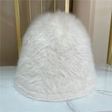 Winter Women's Solid Color Casual Face Small Bucket Hat Autumn and Winter Plush Warm Rabbit Fur Fisherman Fashionable Bonnet daiiibabyyy