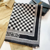 Scarf Luxury Women Checkerboard Double-sided High-grade Imitation Cashmere Shawl Thickened High-density Scarf  Acrylic daiiibabyyy