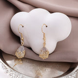 Fashion Women's Ear Hook 2022 New Hollow-out Flower Earrings, Korean Push-back Zinc Alloy Vintage Metal Irregular AA145 daiiibabyyy
