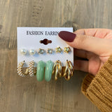 Punk Leopard Acrylic Resin Hoop Earrings Set for Women Trendy Gold Butterfly Pearl Circle Earrings Gifts Jewelry daiiibabyyy