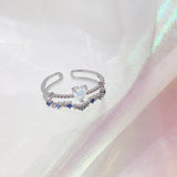 Fashion Delicate Zircon Crystal Shell Flower Heart Rings For Women Fashion Adjustable Rings Sweet Moon  Micro Pave Party Gifts daiiibabyyy