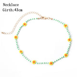 Daiiibabyyy IngeSight.Z Bohemian Colorful Beads Flower Choker Necklace for Women Summer Statement Short Collar Clavicle Chain Jewelry