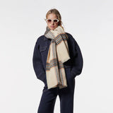 Oversized Classic Check Shawl Tan Thick and Thin Striped Scarf Women Luxury Winter Women Scarves Increase Fashion Check Scarf