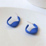 HUANZHI 2021 New S925 Blue Vintage Paint Geometric Irregular Folds Stud Earrings for Women Girls Travel Jewelry Gifts daiiibabyyy