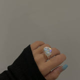 New Fashion Colorful Transparent Five-pointed Star Heart Acrylic Rings Korean Girls Jewelry Accessory For Women Party Rings Gift daiiibabyyy