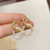 Korean geometric irregular freshwater pearl earrings, simple fashion women's earrings, 2022  new style daiiibabyyy