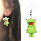 Funny Green Frog Animal Dangle Earrings for Women Kids Resin Cute Sweet Creative Charm Cartoon Drop Earrings Girls Jewelry Gift daiiibabyyy