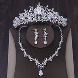 New Wedding Crown and Necklace Set for Bride Jewelry Sets Pearl Rhinestone Tiara Headband Wedding Jewelry Zircon Necklace Set